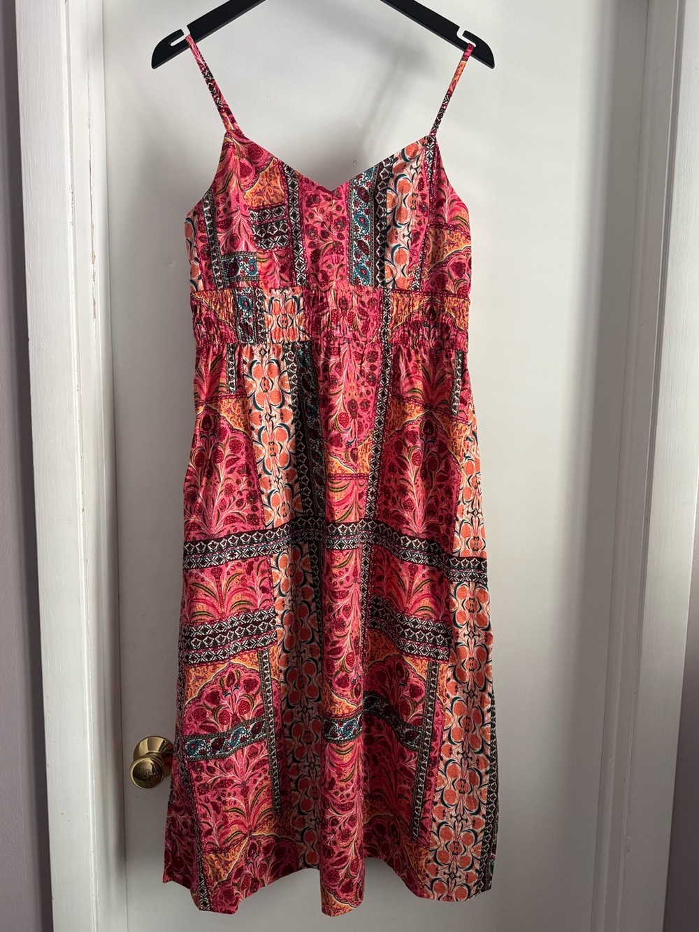 Old Navy Pink Orange Patterned Midi Sundress